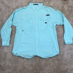 Men’s Columbia PFG Teal Fishing Shirt Sz Large